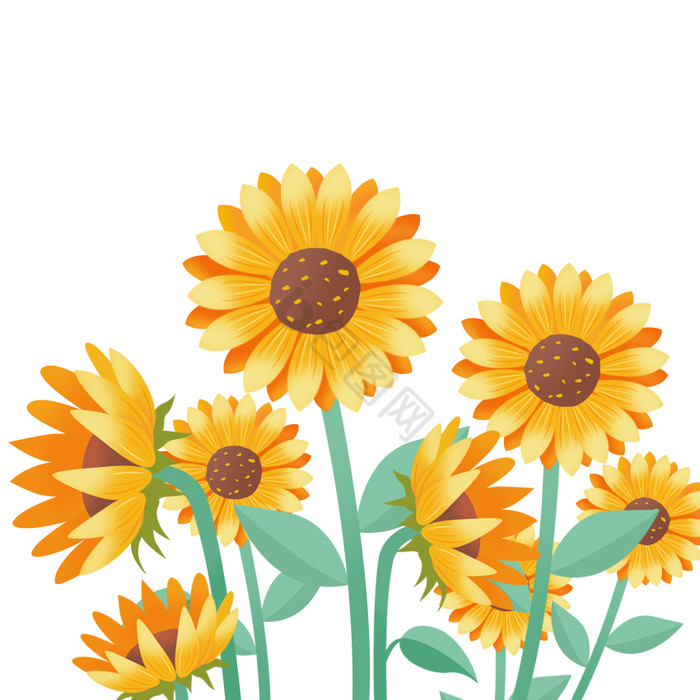 黄色向日葵卡通花卉植物GIF