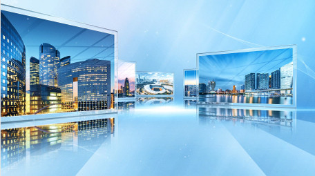 蓝色明亮商务科技企业宣传片开场