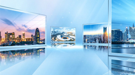 蓝色明亮商务科技企业宣传片开场