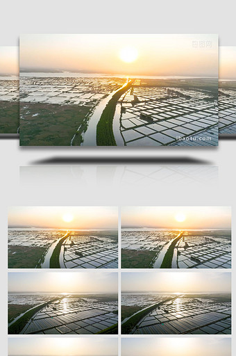 水产养殖基地养殖螃蟹4K航拍图片