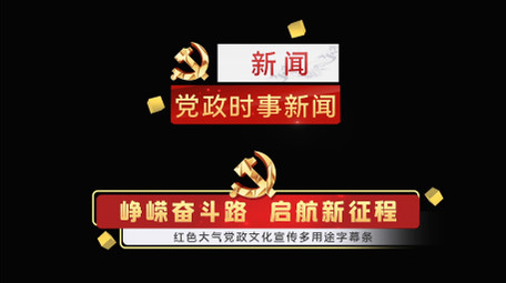 红色党政大气庄重字幕条花字