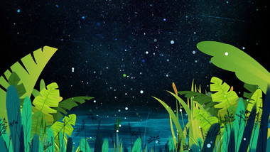 唯美梦幻星空绿色清新话背景视频