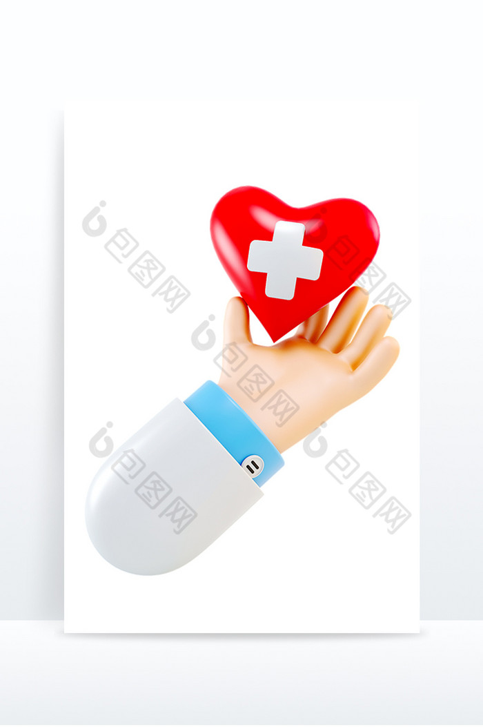 C4D医疗爱心手势元素模型图片图片