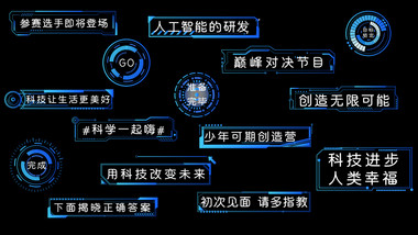 蓝色渐变AE模板科技字幕花字