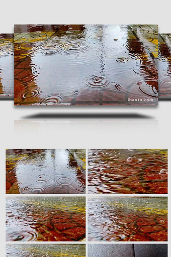 雨中雨水雨滴滴落的雨水4K实拍图片