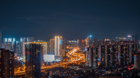 城市大气蜿蜒公路车流夜景延时