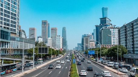 城市大气北京国贸桥车流延时
