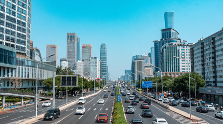 城市大气北京国贸桥车流延时