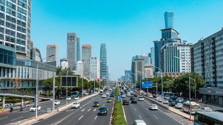 城市大气北京国贸桥车流延时