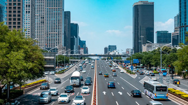 城市交通北京国贸车水马龙延时
