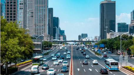 城市交通北京国贸车水马龙延时
