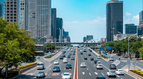 城市交通北京国贸车水马龙延时