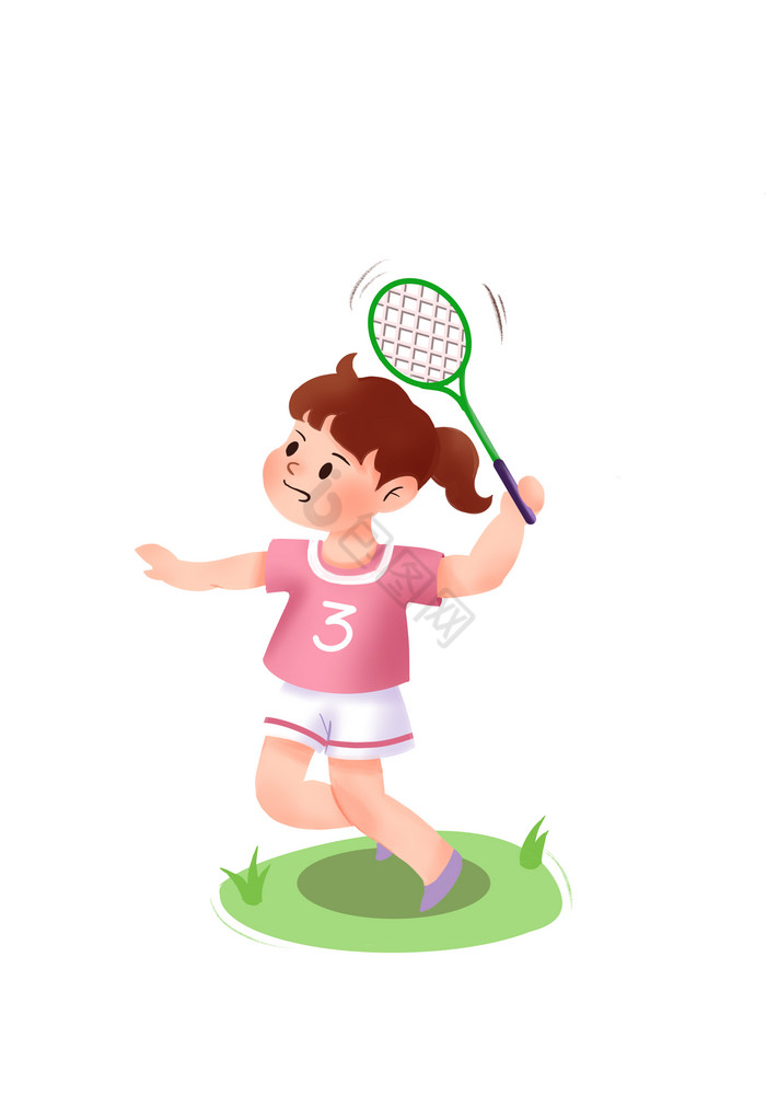 儿童运动形象打羽毛球