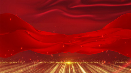 简洁党政红绸背景视频模板