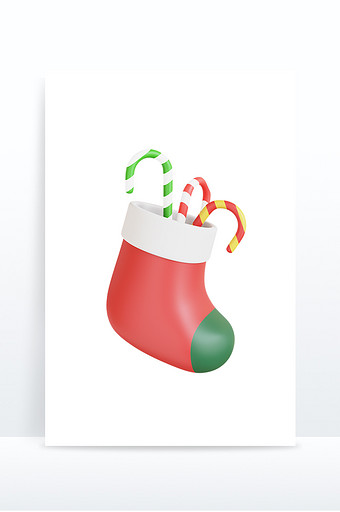 3D圣诞装饰圣诞袜拐杖糖图片