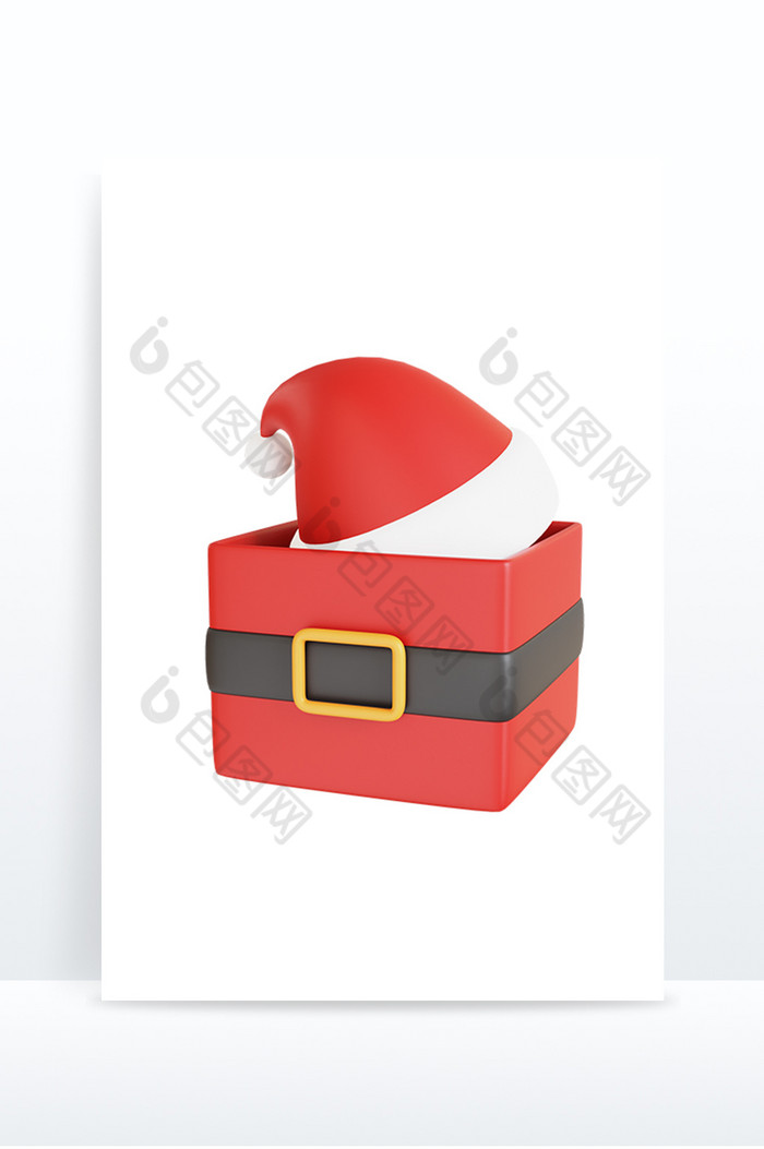 3D圣诞装饰礼物盒圣诞帽图片图片