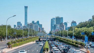 城市大气北京亮马桥车流交通延时