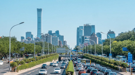 城市大气北京亮马桥车流交通延时