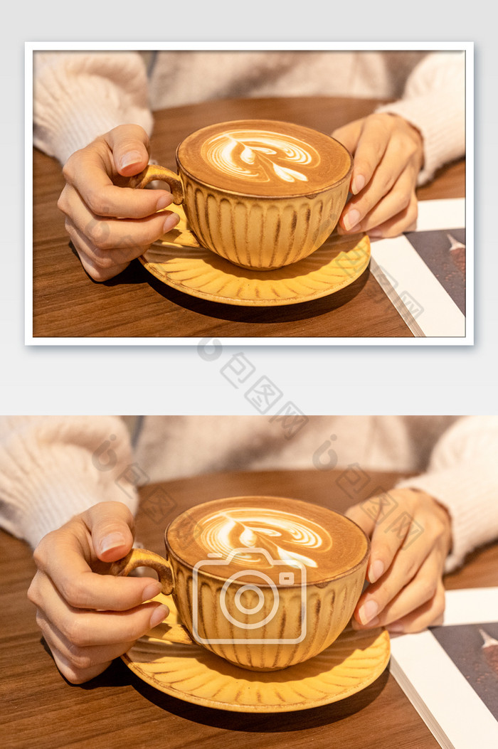 秋天手捧着一杯温暖的咖啡图片图片