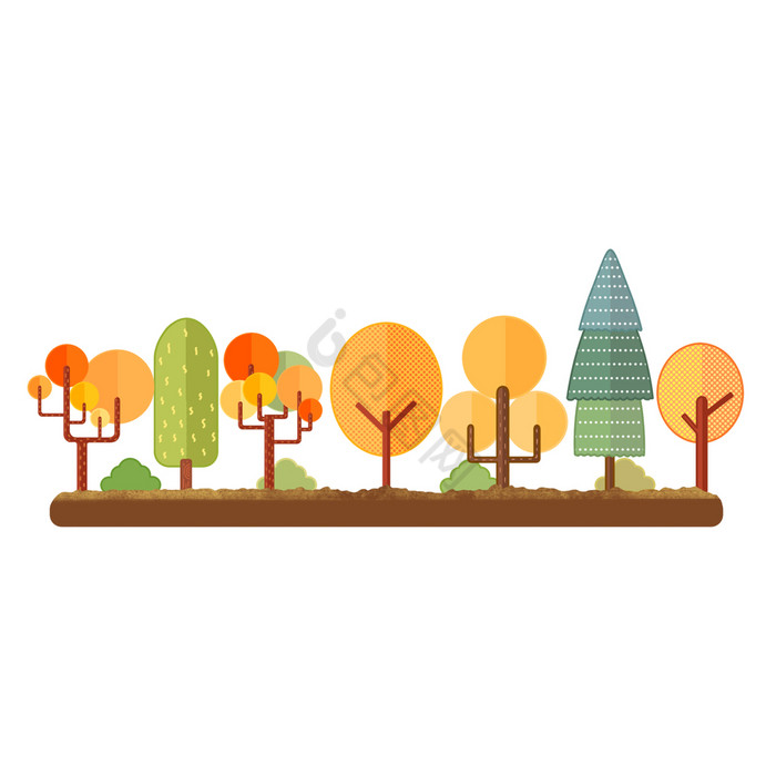 卡通秋天树木分割线动图GIF