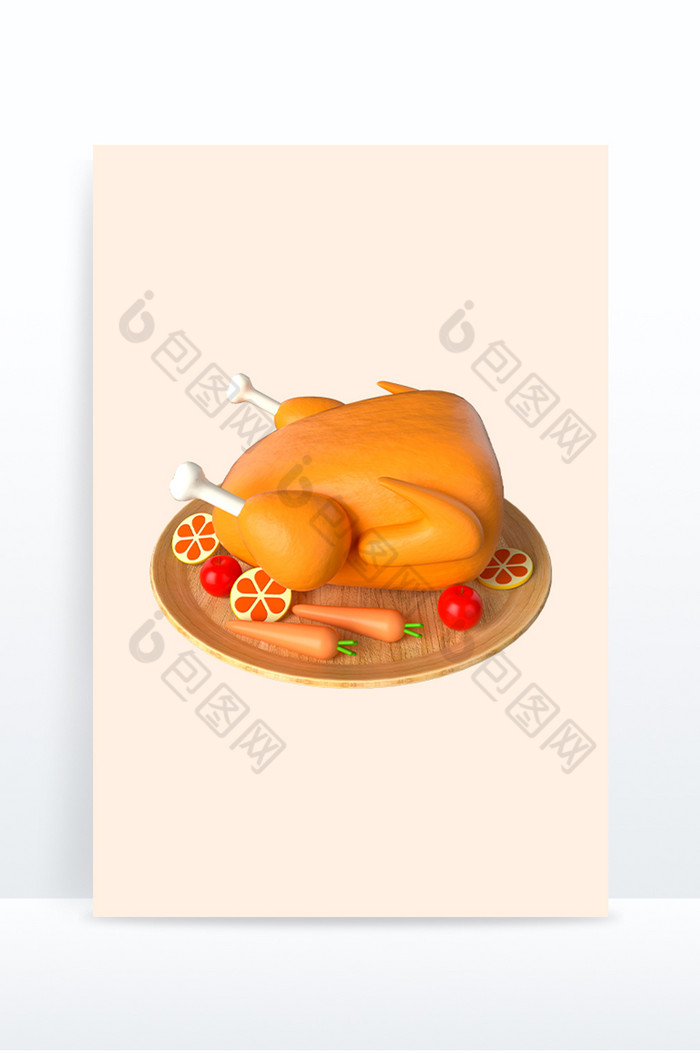 3d立体冬季美食感恩节火鸡图片图片