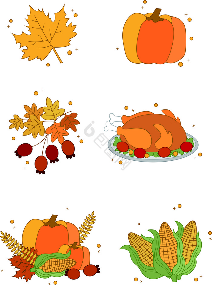 感恩节火鸡丰收秋季食物