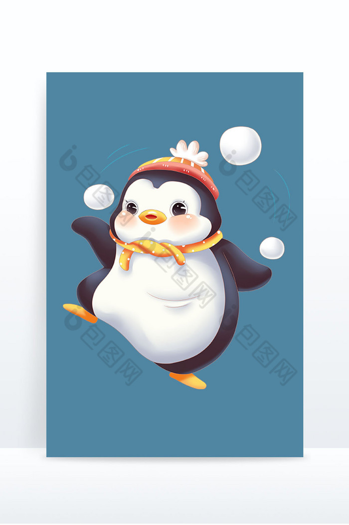企鹅玩雪球冬季动物玩耍图片图片