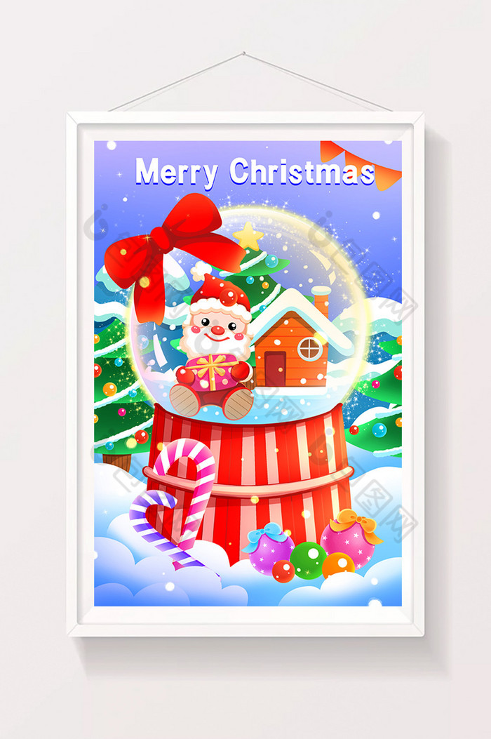 圣诞节浪漫温馨水晶球插画图片图片