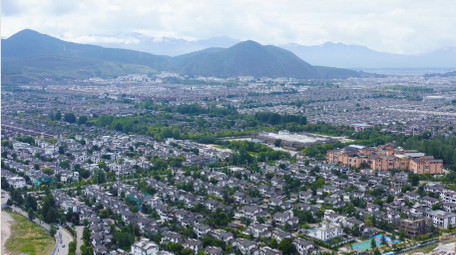 云南丽江旅游景点束河古镇航拍
