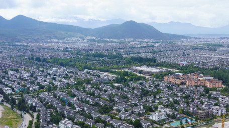 云南丽江旅游景点束河古镇航拍