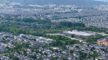 云南丽江旅游景点束河古镇航拍