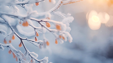 冬天树枝雪景背景视频
