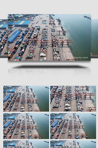 湖南长沙港码头集装箱航拍图片