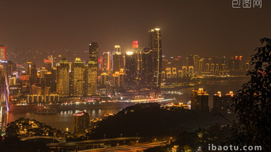 城市重庆来福士建筑大楼夜景延时