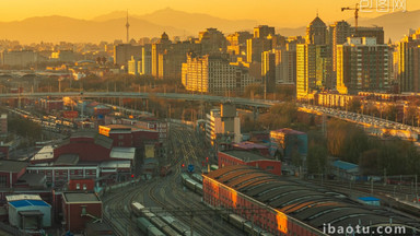 壮观北京城市铁路轨道延时实拍