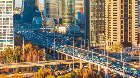 北京城市交通国贸桥延时实拍