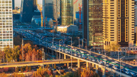 北京城市交通国贸桥延时实拍