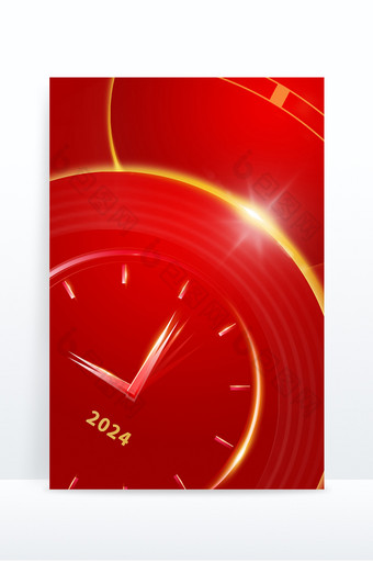 红金2024跨年元旦时钟背景图片