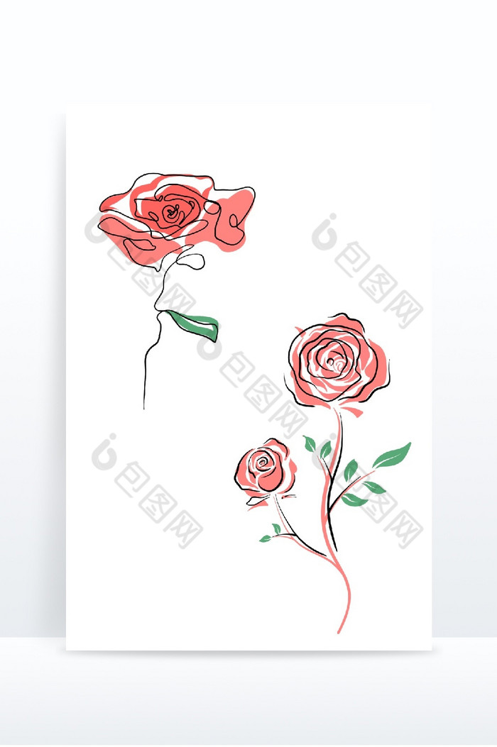 妇女节线条花朵玫瑰装饰图片图片