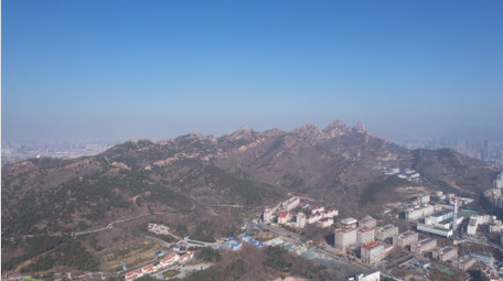 自然风光青岛浮山自然地貌航拍