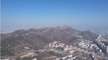 自然风光青岛浮山自然地貌航拍