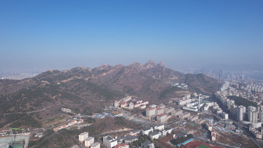 自然风光青岛浮山自然地貌航拍