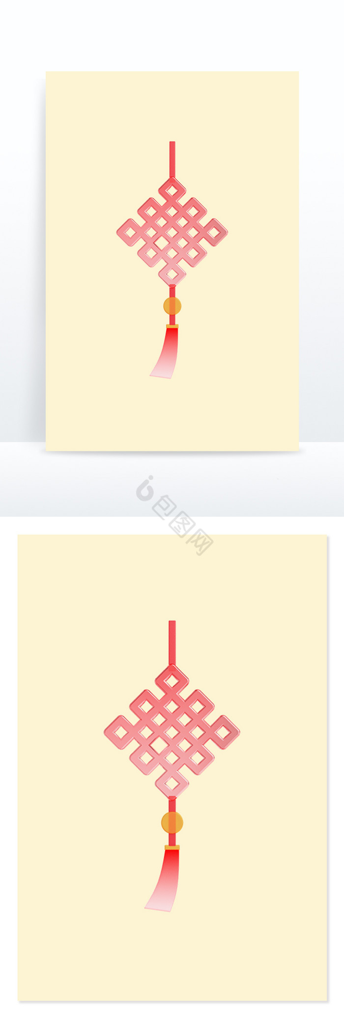 3D玻璃新年元素中国结