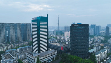 杭州地标浙报传媒大厦4K航拍