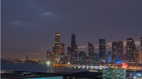 城市青岛CBD夜景城市内透延时