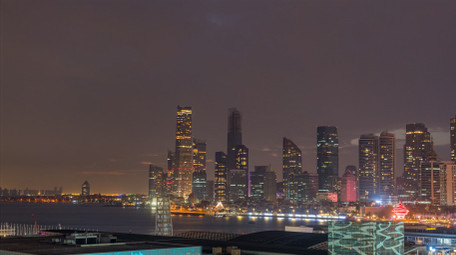 城市青岛CBD夜景城市内透延时