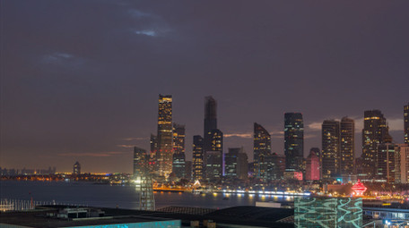 城市青岛CBD夜景城市内透延时