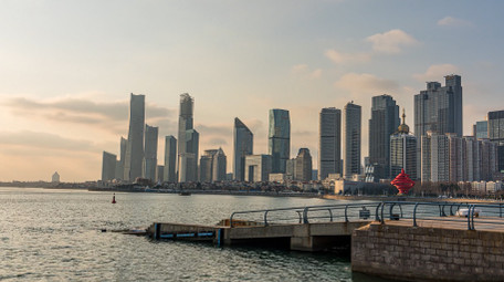 地标青岛CBD建筑群商务区延时