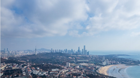 城市青岛滨海城市CBD建筑延时