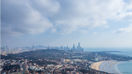 城市青岛滨海城市CBD建筑延时